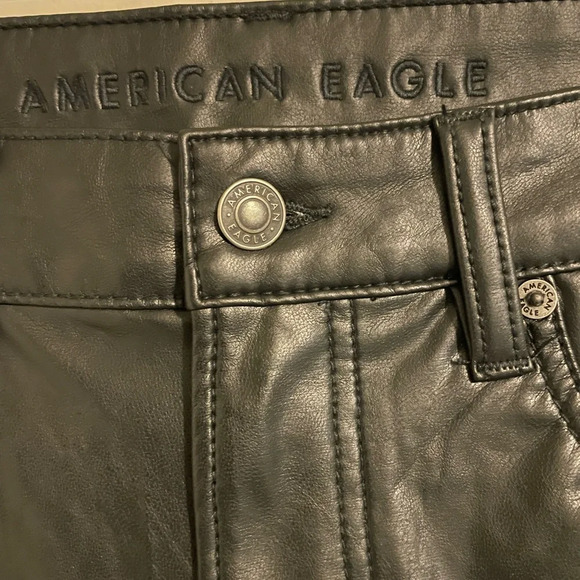 Sz US 10 short AE stretch vegan leather super high waisted straight pant black - Picture 6 of 10